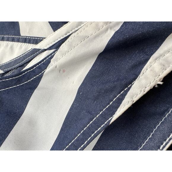 Polo Ralph Lauren Chevron-Stripe Cotton Midi Dress Womens 14 Navy Old Money Prep - Picture 15 of 16